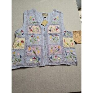 Tantrum Blues 2X Embroider Butterfly Floral Vest NWT Cottagecore Fairycore Boho